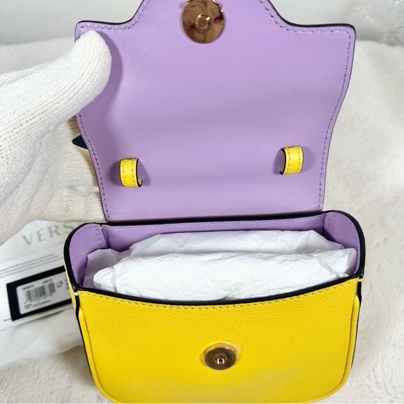 Versace La Medusa Mini Yellow Crossbody Top Handle Shoulder Bag NWT - Picture 14 of 14
